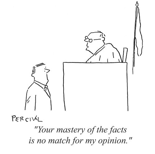 'Your mastery of the facts is no match for my opinion.'