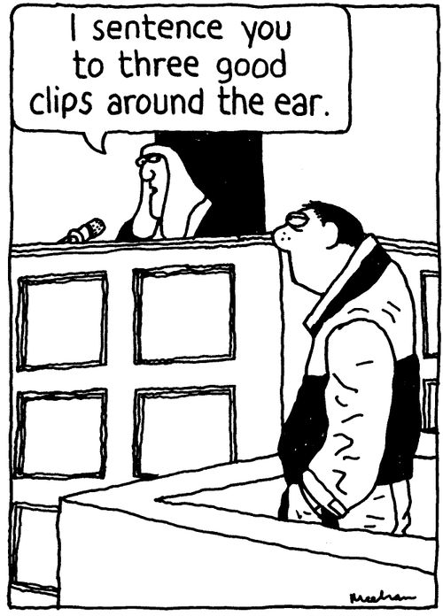 'I sentence you to three good clips around the ear.'