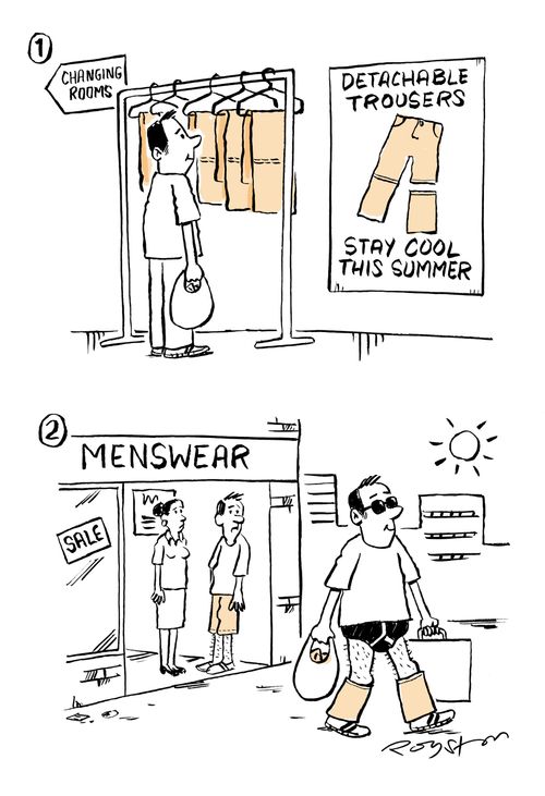 Detachable trousers: stay cool this summer (Man wears bottonm halves.