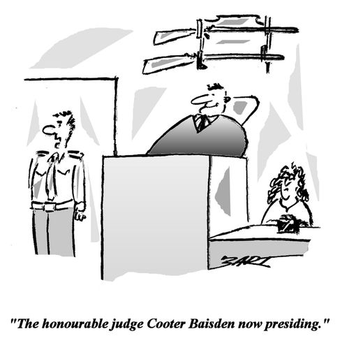 'The honourable judge Cooter Baisden now presiding.'