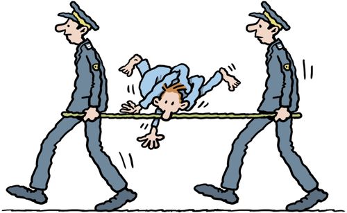 A yoga man in knots being stretchered to hospital