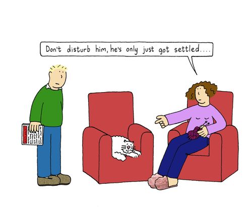 'Don't disturb him, he's only just got settled...'