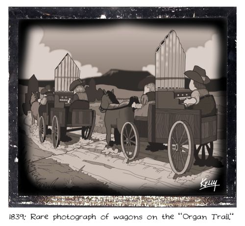 1839: Rare photograph of wagons on the 'Organ Trail.'
