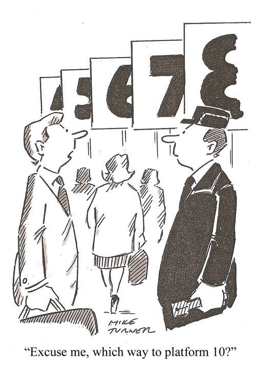 'Excuse me, which way to platform 10?'