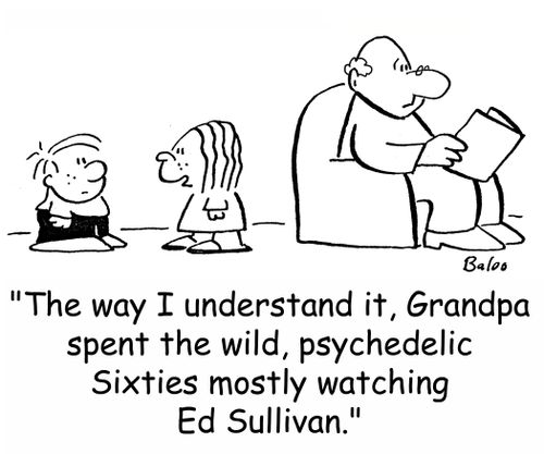 'The way I understand it, Grandpa spent the wild, psychedelic Sixties mostly watching Ed Sullivan.'