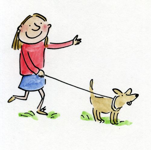 Walking the dog.