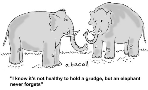 Holding a grudge.