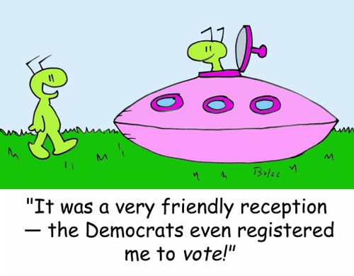 'It was a very friendly reception - the Democrats even registered me to vote!'