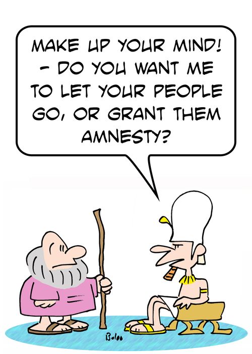 'Make up your mind! -- do you want me to let your people go, or grant them amnesty?'
