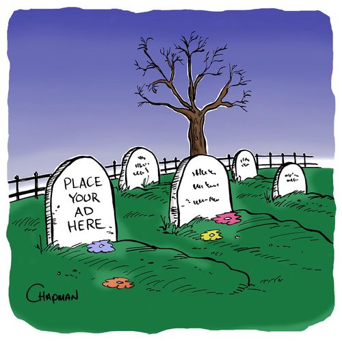 Epitaph on tombstone reads: Place Your Ad Here