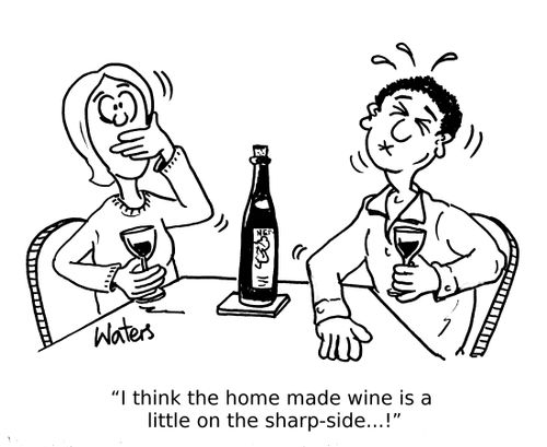 'I think the home made wine is a little on the sharp-side...!'
