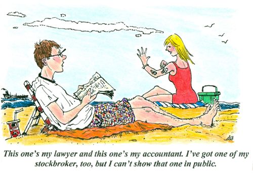 'This one's my lawyer and this one's my accountant. I've got one of my stockbroker, too, but I can't show that one in public.'