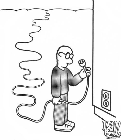 Wrong end of extension cord brought to electrical outlet.