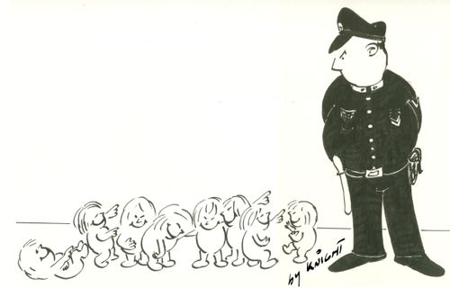 Kids kaughing at policeman.