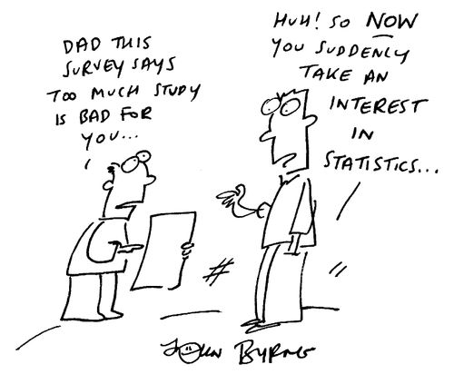 "Dad, this survey says too much study is bad for you..."