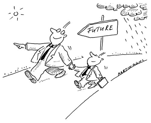 Hand in hand walking towards the future