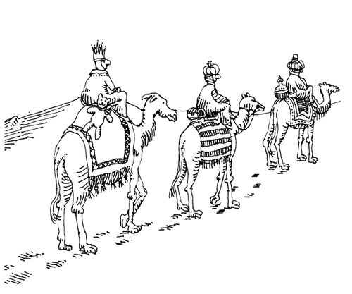 Three Kings brings gifts (Teddy bears etc )