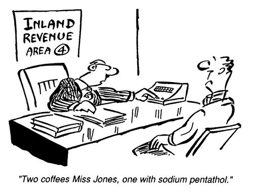 "Two coffees Miss Jones, one with sodium pentathol."
