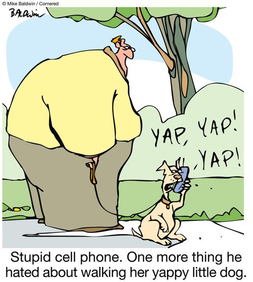 Stupid cell phone. One more thing he hated about walking her yappy little dog.