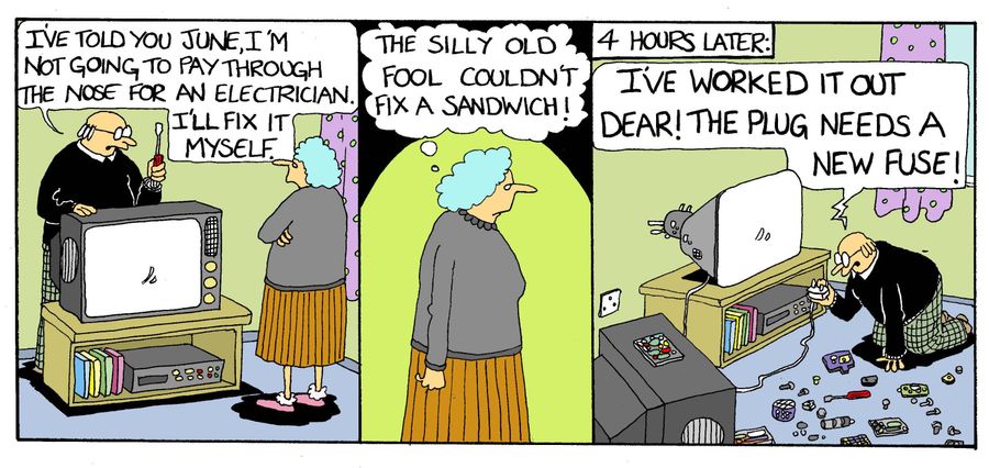 Fixing the TV.