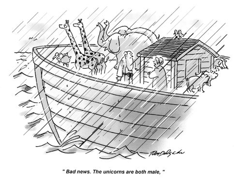 'Bad news.  The unicorns are both male.'