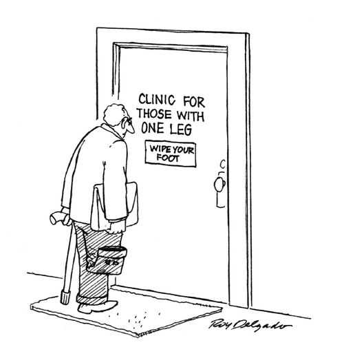 Clinic For Those With One Leg: Wipe Your Foot.
