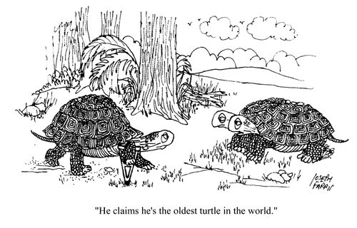 He claims he's the oldest turtle in the world.