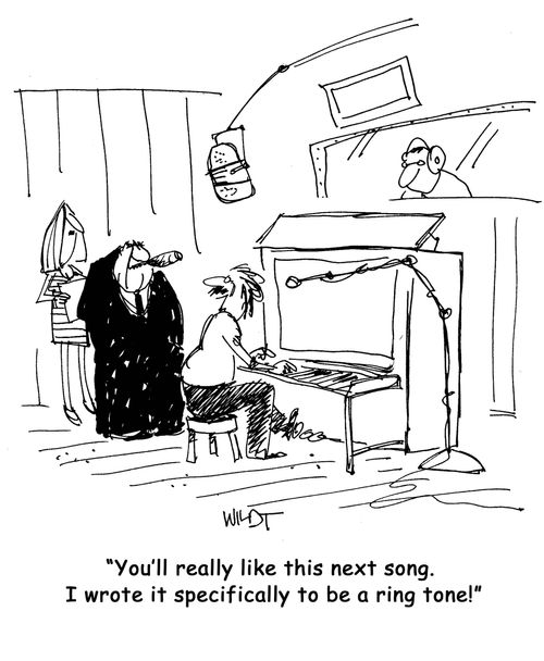 "You'll really like this next song. I wrote it specifically to be a ring tone!"