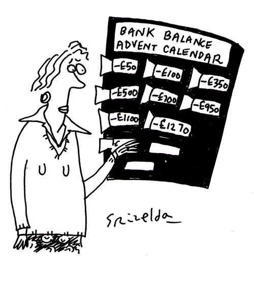 Bank Balance Advent Calendar - showing lots of debis.