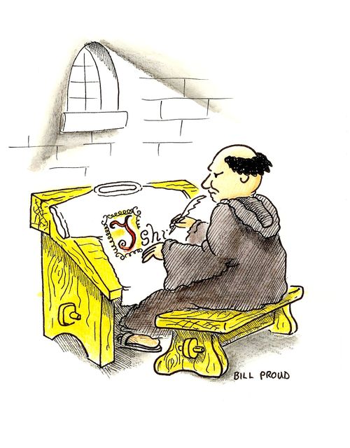 A Monk making T-shirts.
