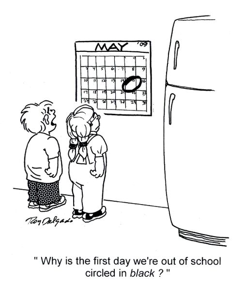 'Why is the first day we're out of school circled in black?'