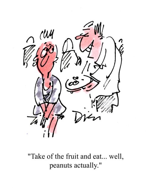 'Take of the fruit and eat . . . Well, peanuts actually.'