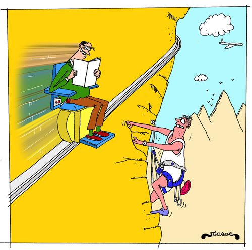 Stairlift around cliff face.
