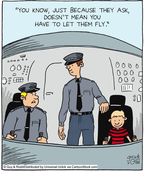 'You know, just because they ask, doesn't mean you have to let them fly.'