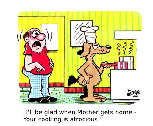 'I'll be glad when Mother gets home - Your cooking is atrocious!'