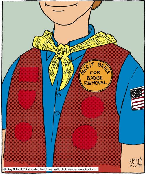 Merit badge for badge removal.