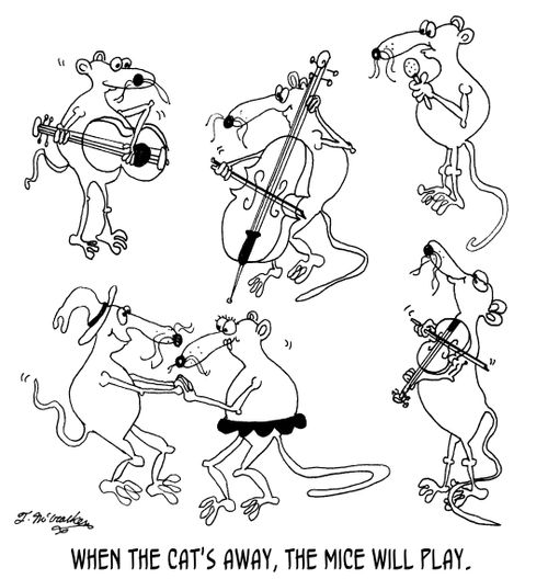 When the cat's away, the mice will play.