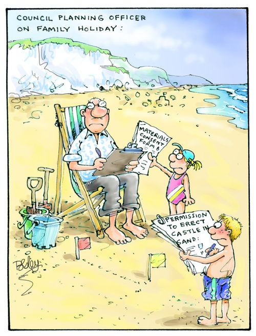 Planning officer on holiday.