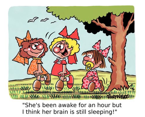 'She's been awake for an hour but I think her brain is still sleeping!'