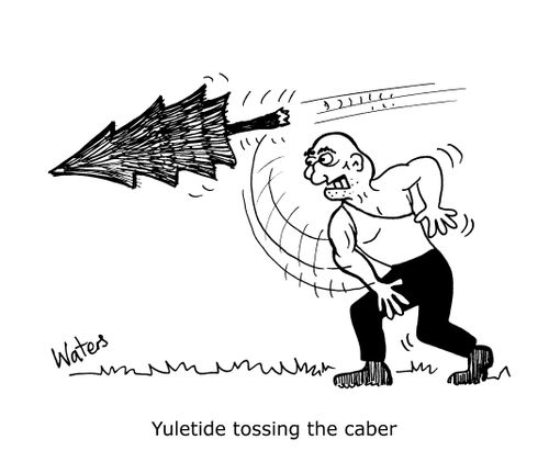 Yuletide tossing the caber.