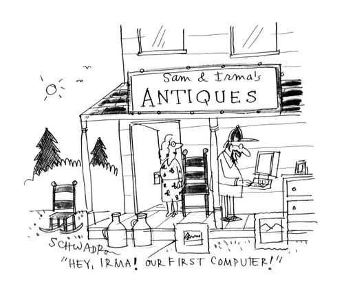 Sam & Irma's Antiques - 'Hey, Irma! Our first computer!'