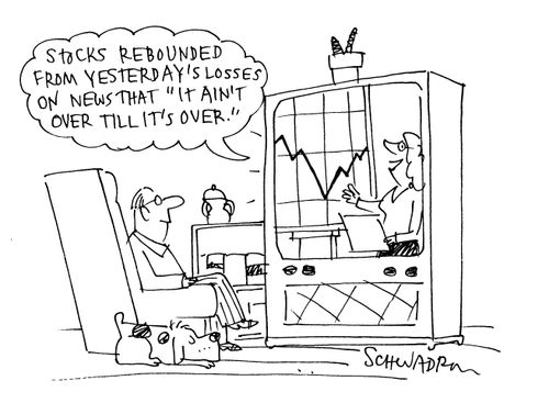 'Stocks rebounded from yesterday's losses on news that 'it aint over till it's over'.'