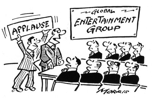 'Applause' sign at a meeting.