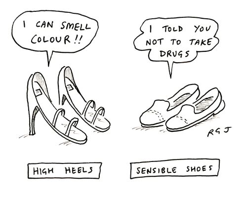 High HeelsSensible Shoes. (I can smell colour! I told you not to take drugs.)