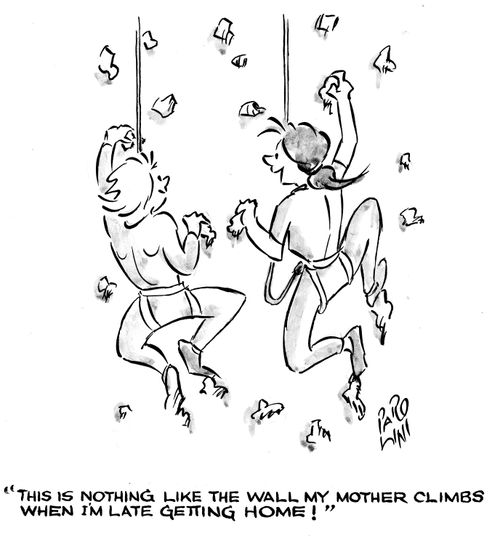 'This is nothing like the wall my mother climbs when I'm late getting home!'