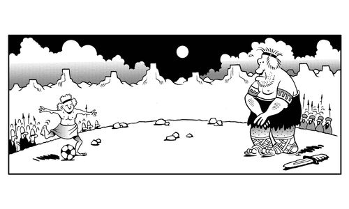 Deciding a war by playing football.