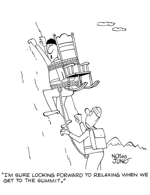 'I'm sure looking forward to relaxing when we get to the summit.'