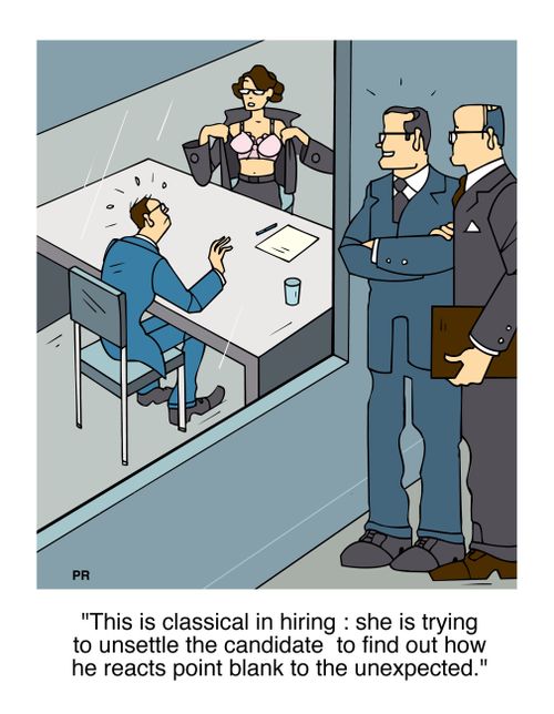 This is classical in hiring: she is trying to unsettle the candidate to find out how he reacts point blank to the unexpected.