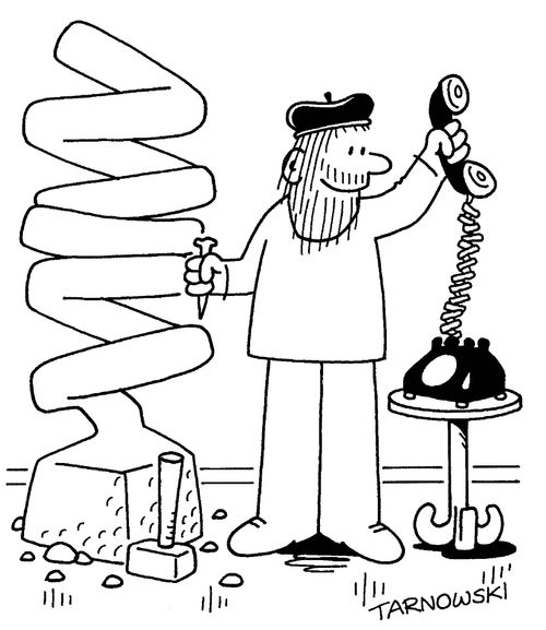 Sculpture of a telephone wire.