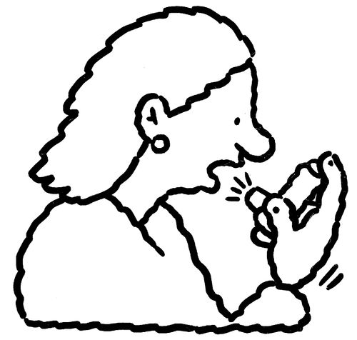Woman with an asthma inhaler.